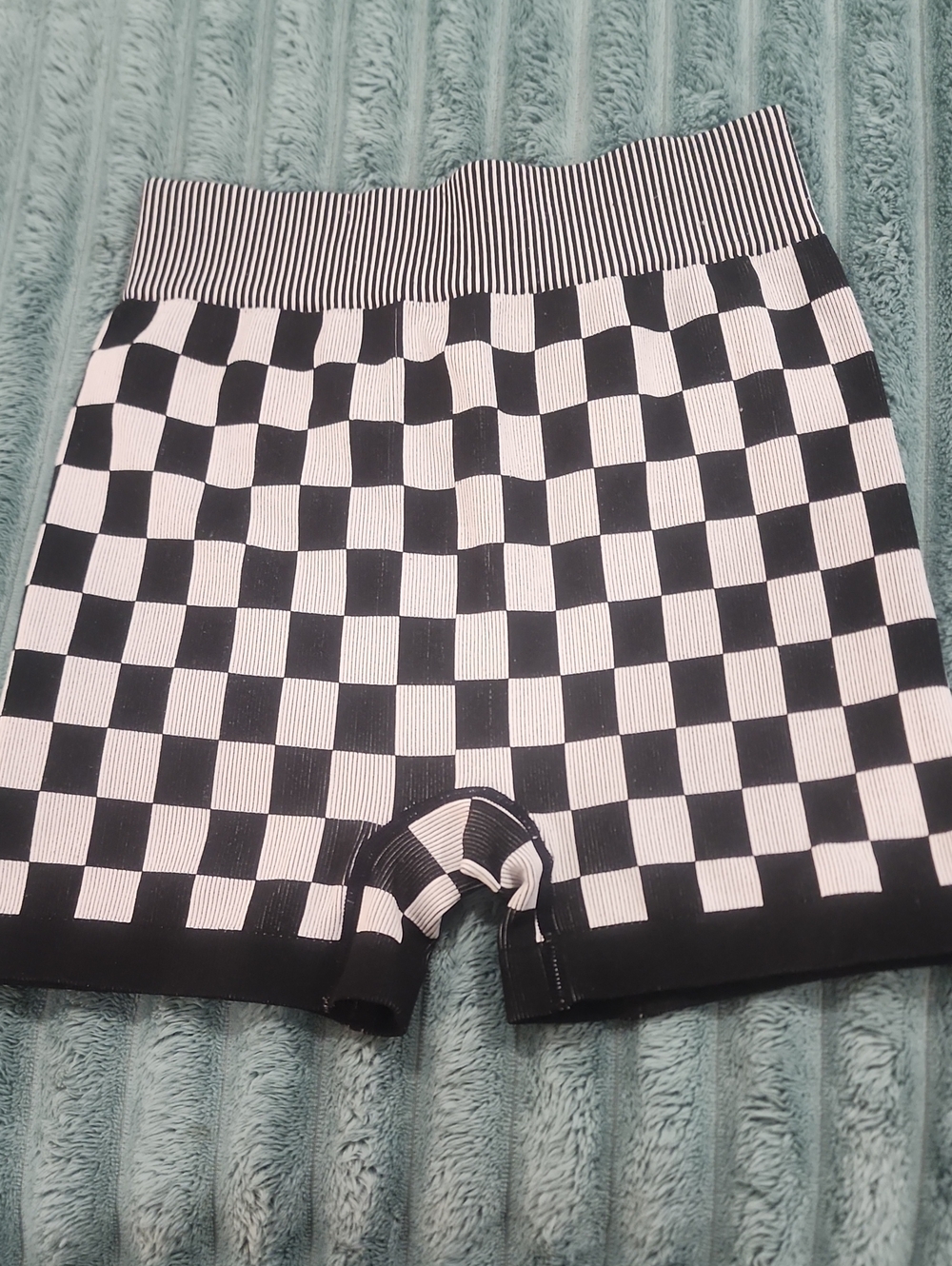 Black & White Checkered Print Biker Shorts - Kimberly C